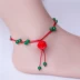 Vòng chân nữ Hàn Quốc phiên bản của đơn giản sợi dây màu đỏ dây màu đen cổ tích chuẩn bị không phai mờ chuông vòng chân Nhật Bản và Hàn Quốc của phụ nữ chân dây