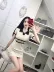 2018 mùa hè mới Hàn Quốc phiên bản của vòng cổ màu sắc phù hợp với tính khí ngắn tay đan váy hoang dã mỏng eo pocket hip dress áo phông Áo / áo thun