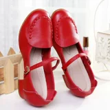 Обувь, красные танцующие туфли, из натуральной кожи, мягкая подошва, для среднего возраста, осенняя