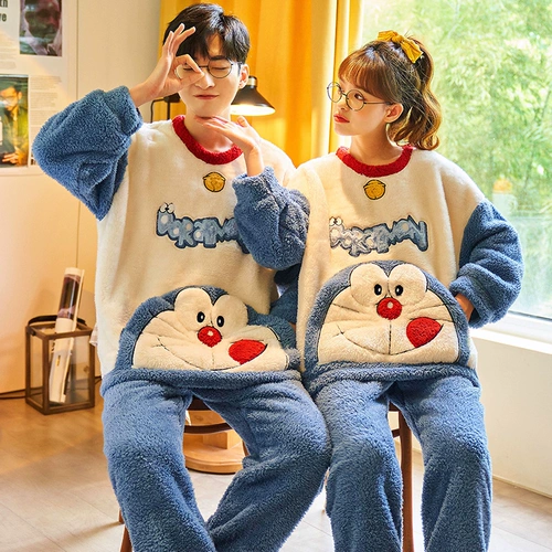 Демисезонная коралловая бархатная утепленная милая зимняя пижама для влюбленных, увеличенная толщина, коллекция 2023