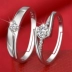 Cặp vợ chồng bạc sterling nhẫn đôi nam nữ trang sức chữ Nhật Bản và Hàn Quốc đơn giản nhẫn đỏ s925 kim cương mở nhẫn cưới Nhẫn