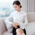 Mùa xuân 2019 mới của phụ nữ phiên bản Hàn Quốc của áo sơ mi voan xù lông tay áo sơ mi trắng tay dài - Áo sơ mi dài tay áo sơ mi nữ dài tay cho người béo Áo sơ mi dài tay
