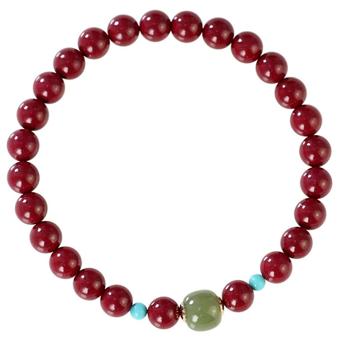 Оберег на день рождения из нефрита, браслет с одной бусиной, браслет из бусин, ювелирный шарм, аксессуар, цвета киновари, на удачу