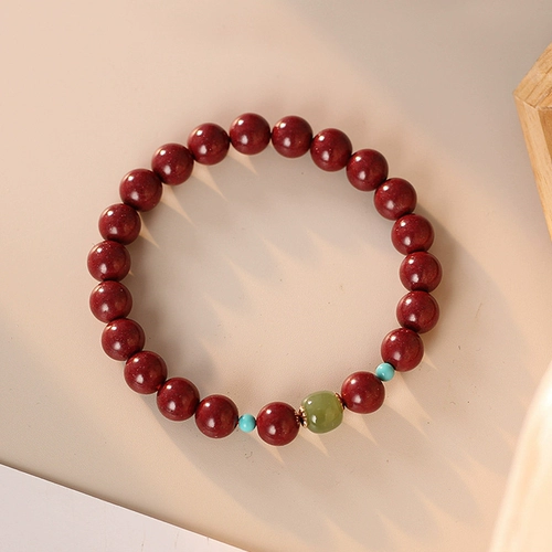 Оберег на день рождения из нефрита, браслет с одной бусиной, браслет из бусин, ювелирный шарм, аксессуар, цвета киновари, на удачу