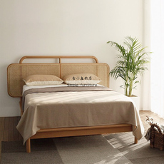 спальня из ротанга 古小鱼 日式ins实木藤编床主卧轻奢后现代民宿1.8米简约双人床