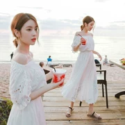 Tide thương hiệu mùa hè mới của phụ nữ net màu đỏ thời trang vai gợi cảm váy dài boho kỳ nghỉ bãi biển - Váy eo cao