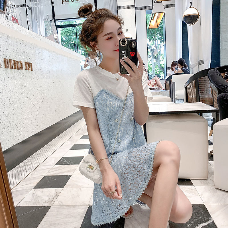 网红小清新蕾丝连衣裙ins女