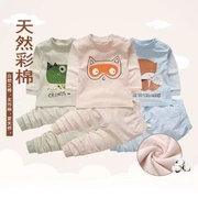 Áo len nữ Qiuyi Qiuku phù hợp với cotton 1-3 tuổi Áo len cotton cổ tròn 5 tập tin nữ sử dụng đồ lót kép. - Quần áo lót