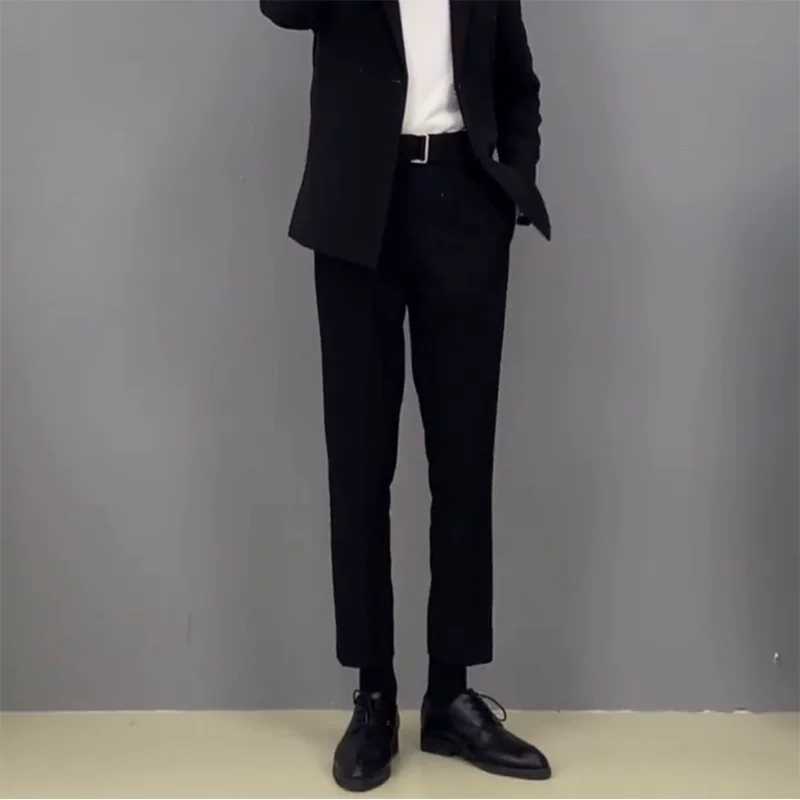 Мужские тонкие повседневные брюки, slim fit, корейский стиль