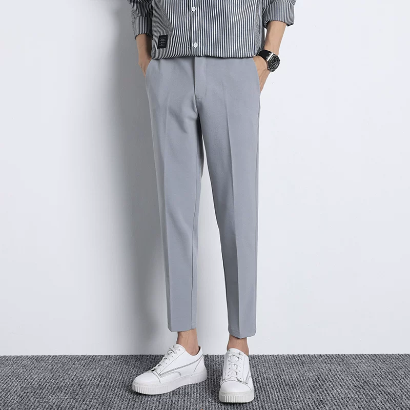 Мужские тонкие повседневные брюки, slim fit, корейский стиль