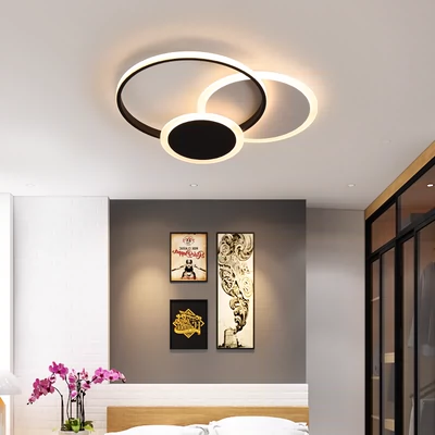 đèn led trần Đèn phòng ngủ Đơn giản, hiện đại ấm áp, phòng cá nhân sáng tạo Phòng khách 2019 Đèn trần LED Bắc Âu mới đèn led 3 màu đèn treo trần phòng ngủ Đèn trần