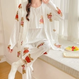 Комплект, послеродовая осенняя хлопковая летняя тонкая пижама для кормящих грудью для молодой матери, 3 предмета