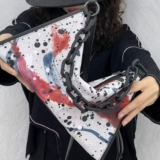 Оригинальная небольшая сумка через плечо, дизайнерская цепь, универсальная сумка подмышку, премиум класс, ручная роспись, из натуральной кожи