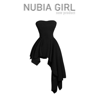 taobao agent Clearance spike ~ brand discount counter withdrawn women's asymmetric design black tube top dress hot girl short