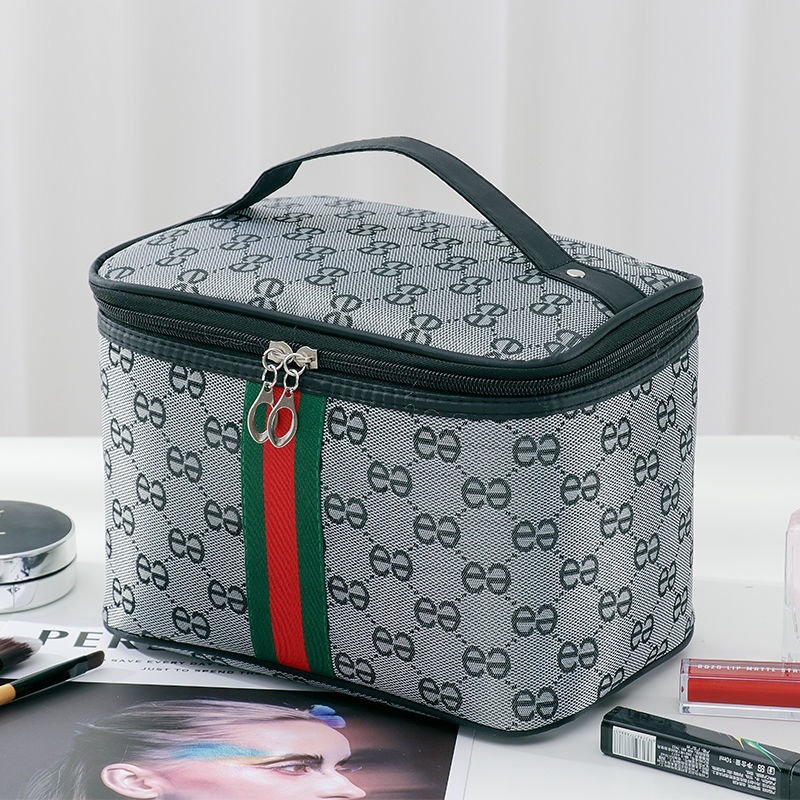 Large Double E Greymulti-function Cosmetic Bag female Portable 202021 new pattern Superfire ultra-large capacity product storage box Advanced sense suitcase