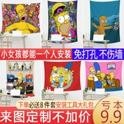 Simpsons gia đình treo in nền tường vải thủy triều phòng ngủ trang trí phòng vải tấm thảm rèm khăn trải bàn - Tapestry