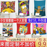 Simpsons gia đình treo in nền tường vải thủy triều phòng ngủ trang trí phòng vải tấm thảm rèm khăn trải bàn - Tapestry thảm tròn trang trí