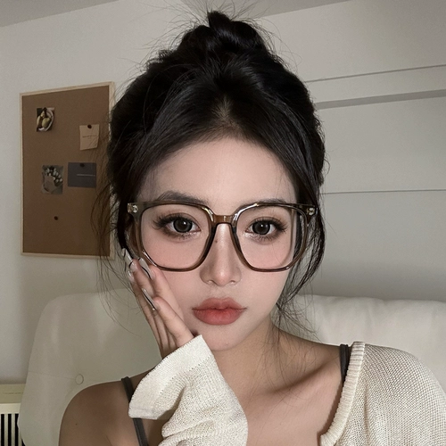 Холодный чай Цветовые очки Женская высокая плотная лица лица, маленькая зима ранняя восьми, квадратная артефакта с артефактом