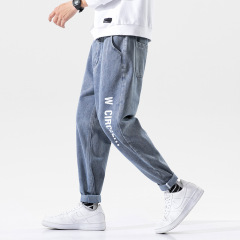 男士秋冬季牛仔褲百搭直筒韓版潮流2020男生寬鬆潮牌闊腿休閒長褲子