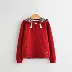 Màu đỏ ba trẻ em quần áo trẻ em Ý đan ba chiều thêu áo khoác có thể mẹ và con gái áo lông cừu cho bé Áo khoác