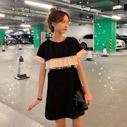Đầm voan nữ 2019 mùa hè mới phiên bản Hàn Quốc áo mỏng mỏng dài trái tim máy nhỏ váy đen - Sản phẩm HOT
