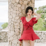 Áo tắm nữ Xiêm che bụng đã mỏng bảo thủ béo mập XL XL 2019 kiểu váy mới Pingjiao suối nước nóng Hàn Quốc - Bộ đồ bơi One Piece