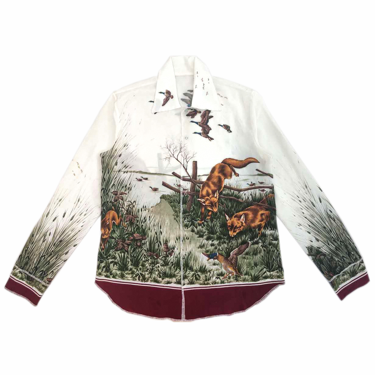 WhiteMARGIEL style fox printing Long sleeve shirt 　 men and women Same