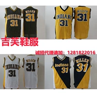 Pacers 31 Reggie Miller sọc trắng vàng đen ba màu phù hợp với áo NBA thêu retro - Thể thao sau đồ bộ the thao nữ quần ngắn