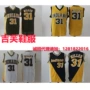 Pacers 31 Reggie Miller sọc trắng vàng đen ba màu phù hợp với áo NBA thêu retro - Thể thao sau đồ bộ the thao nữ quần ngắn