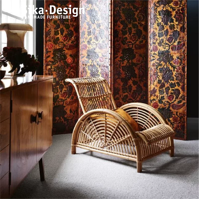 Sikadesign丹麦手工藤编休闲躺椅设计师款北欧家具Paris chair