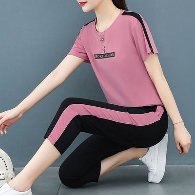 短袖运动服套装女夏季2021新款夏装韩版宽松时尚大码休闲服两件套