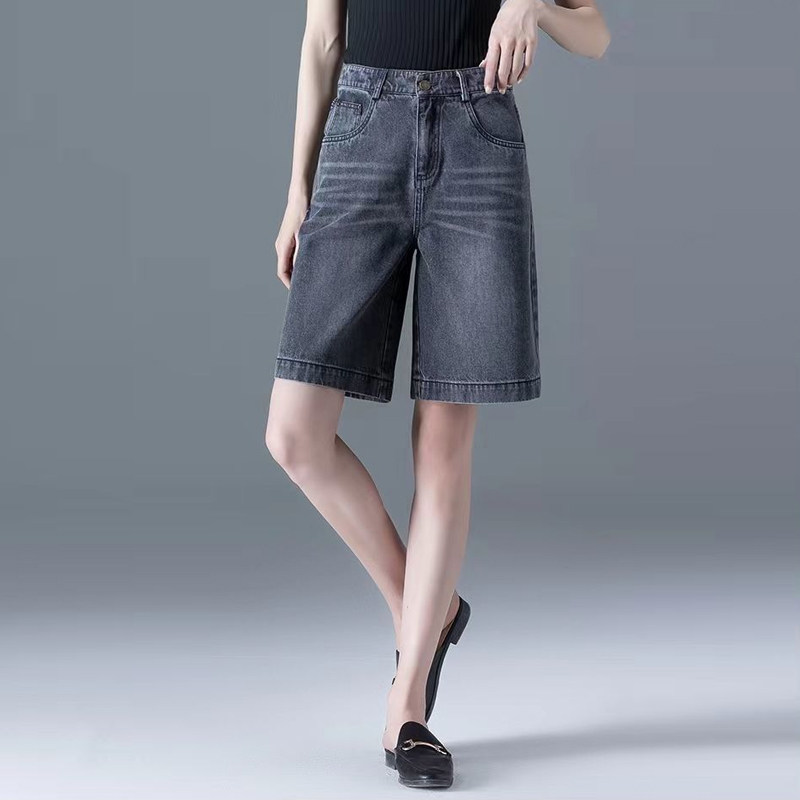 High-waisted loose wide-leg five-inch denim shorts for women's summer, a slim 2022 new style wide-leg mid-length pants Application Scenario