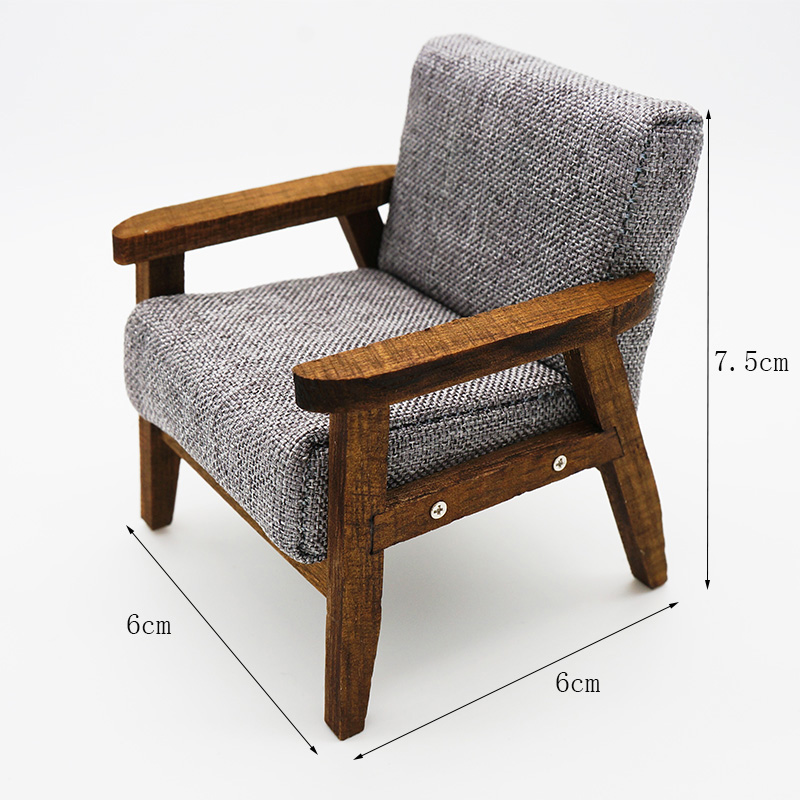 Grey12 branch ob11 bjd use Baby House Mini furniture miniature re-ment  Model Northern Europe sofa tea table