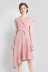 Lily mùa hè mới của phụ nữ khí chất màu tinh khiết thiết kế bất đối xứng eo cao eo voan nhỏ cổ chữ V - Váy eo cao