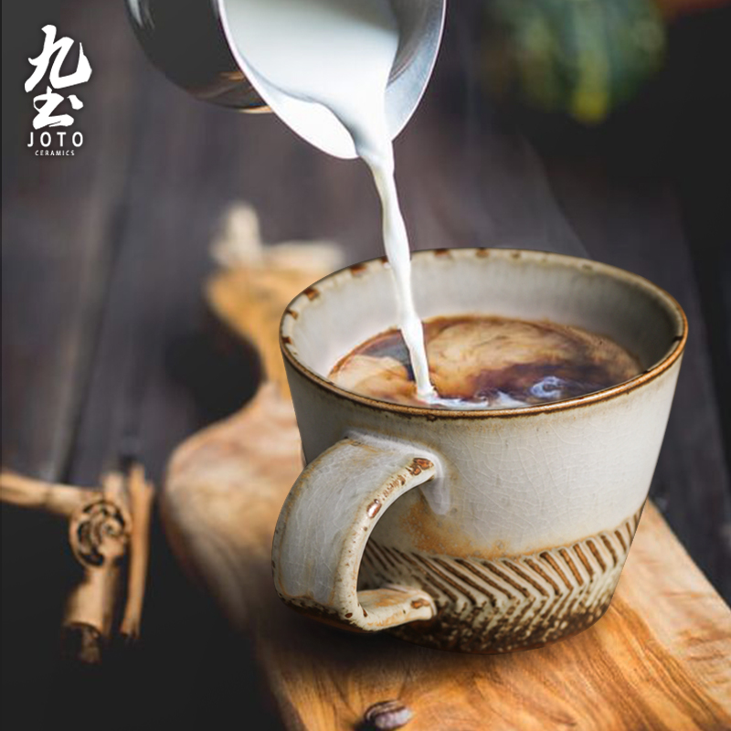 九土粗陶咖啡杯子，手工创意礼物