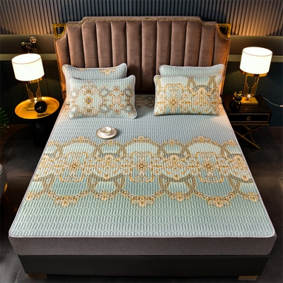 泰国乳胶凉席三件套席子1.8冰丝1.5m床可水洗可折叠夏季1.2空调席