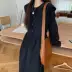 Phong cách Hàn Quốc cổ điển cổ điển búp bê màu đen cổ áo vải nhung nữ thiết kế mùa thu và mùa đông thích hợp váy dài trung niên tã vải - Tã vải / nước tiểu pad