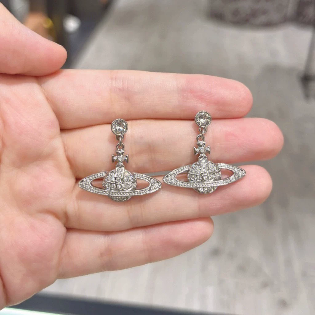 Classic earrings, pin, (Physicals), diamond encrusted