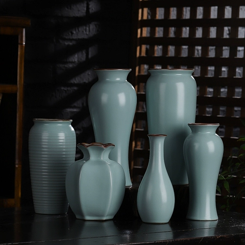 Ru Kiln Flower Bottle Ceramic Flower Ware Gydroponic ретро -украшение простой гостиная