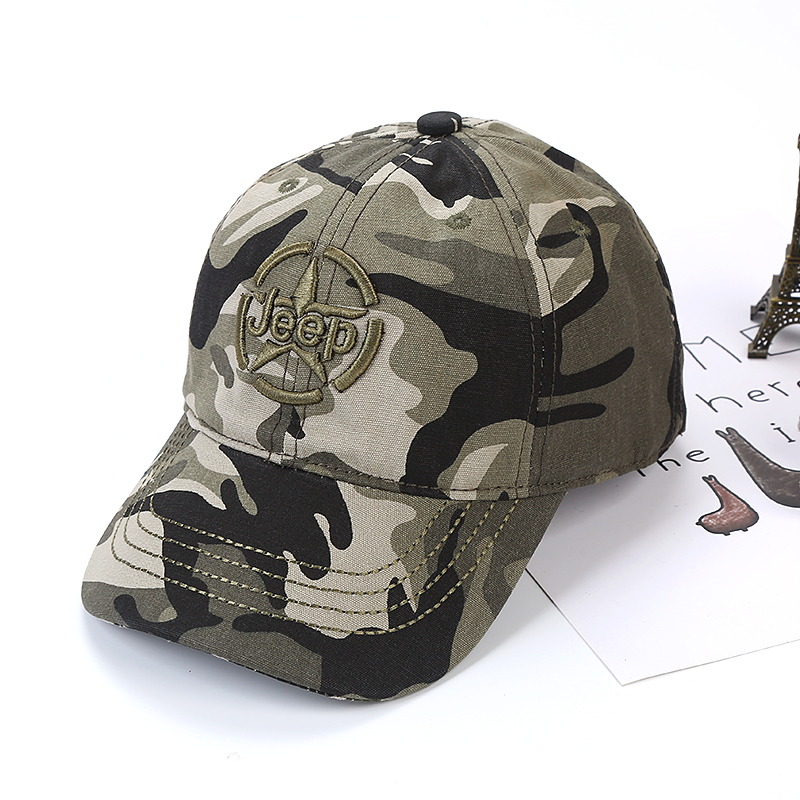 Camouflage & Dome JeepBaseball cap female Sun hat camouflage peaked cap outdoors man service cap Sun hat Military training motion Hat Korean version tide