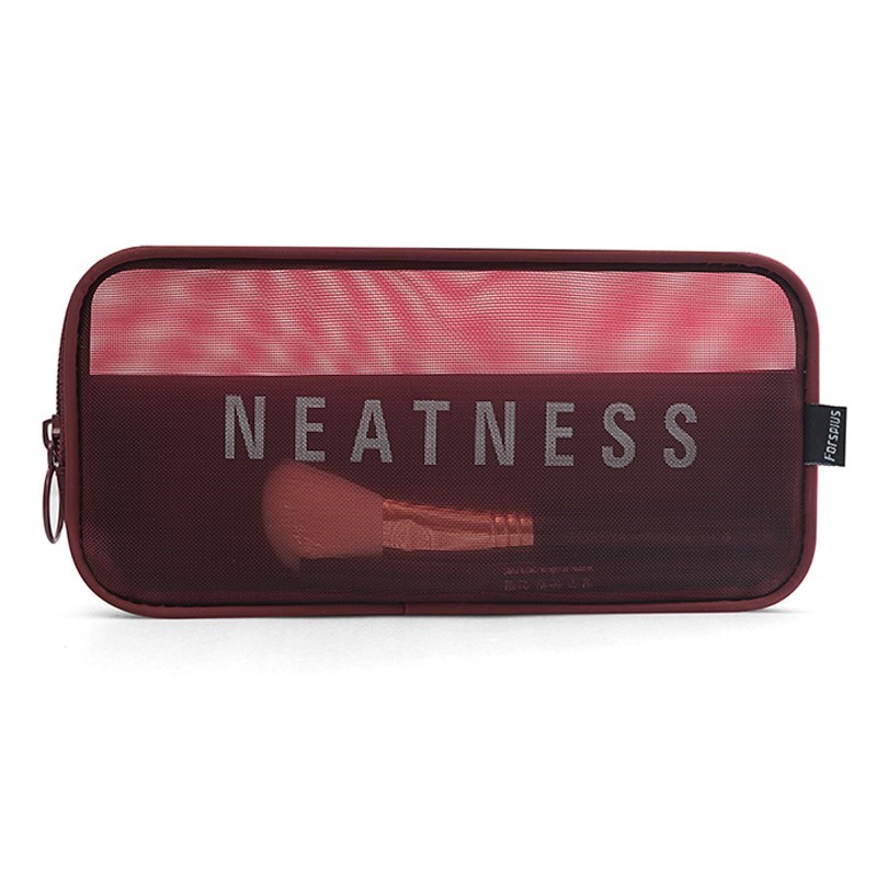 Wine Red & Mediumthe republic of korea new pattern Travelling bag trumpet Portable Storage bag With you Mini ma'am Cosmetic Bag transparent Netting Wash bag