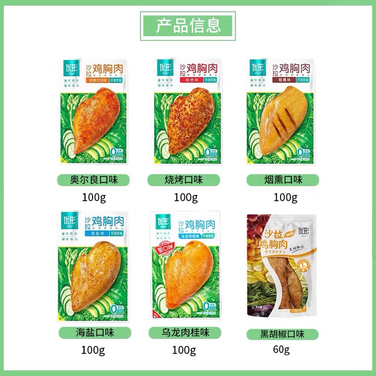 国家队食品供应商 凤祥优形 即食鸡胸肉 100g*11袋 图1