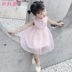 Váy bé gái mùa hè 2019 mới bé gái gió quốc gia váy sườn xám váy trẻ em váy lưới kiểu Trung Quốc - Váy