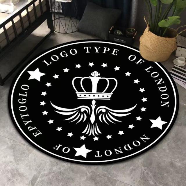 Black Crowncircular Carpet mat bedroom girl ins Northern Europe household chair Cushions children non-slip Computer chair Swivel chair Mat