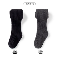 12-25 ° C пружина и осенние (узоры сосновых листьев) колготки черные+темно-серый [2 штуки]