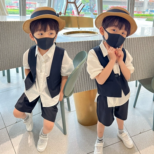 Костюм мальчика цветочника, классический костюм, летний детский жилет для отдыха, платье, детский подиумный костюм, в корейском стиле