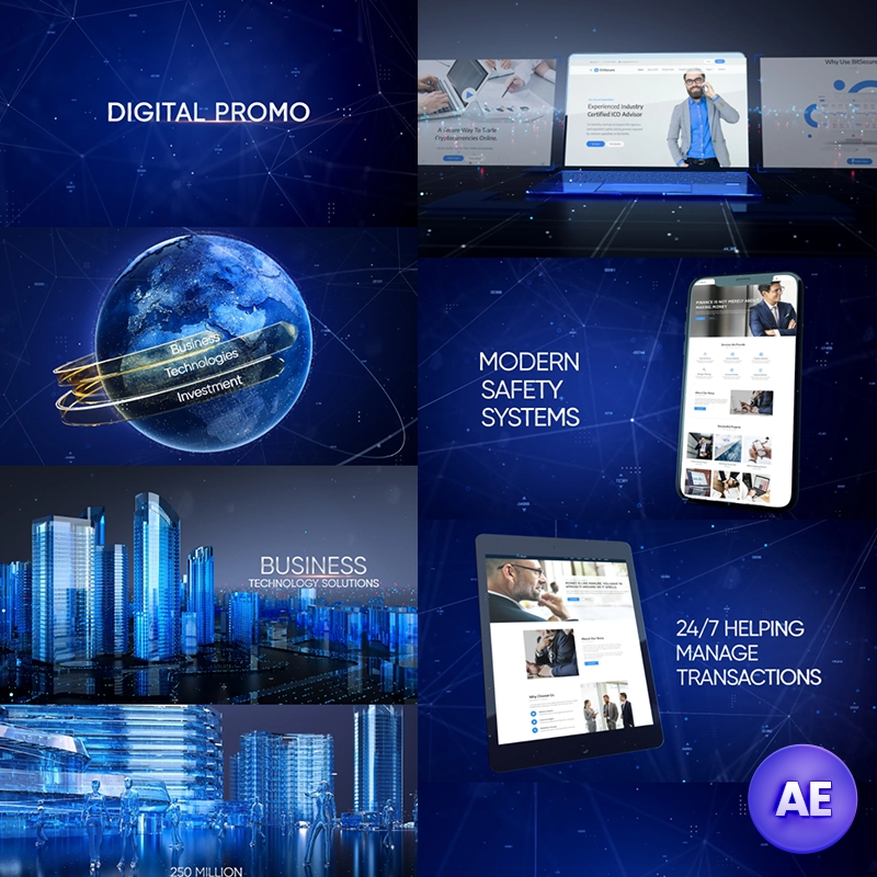 商业地球互联网数字行业团体技术视频剪辑后期设计AE视频素材