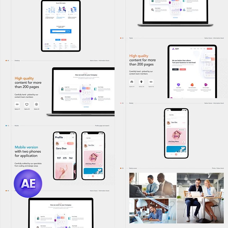 iphone11适用于App应用办公场景&网站促销演示的AE视频剪辑素材