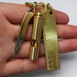 Латунный маленький складной складной нож, брелок, подвеска, медная линейка, ухочистка, свисток