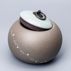 Урна для праха 猫咪狗去世骨灰盒 菩提树中式复古复古浮雕 宠物火化骨灰收纳坛罐